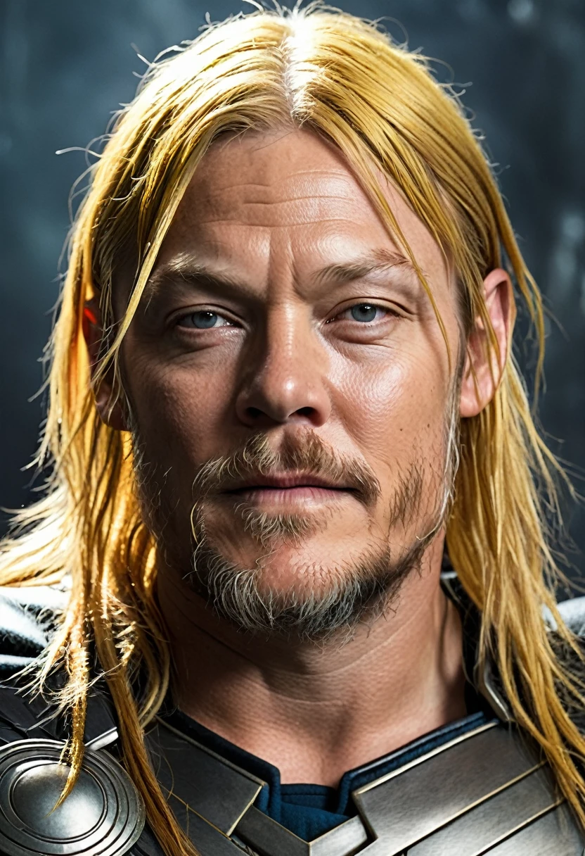 Norman Reedus with golden hair as Thor 3D