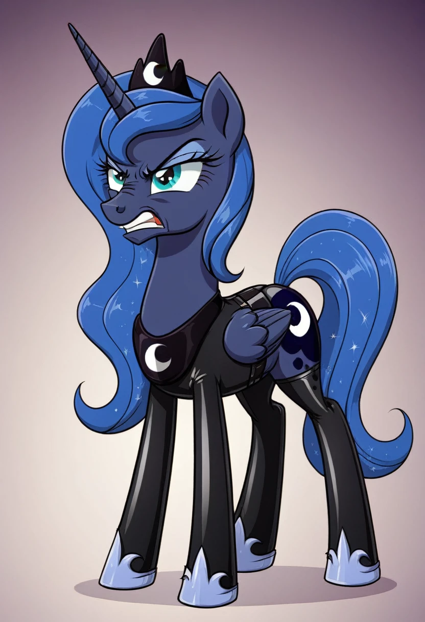 Pony Prince Luna angry Black LaTeX costiumme 