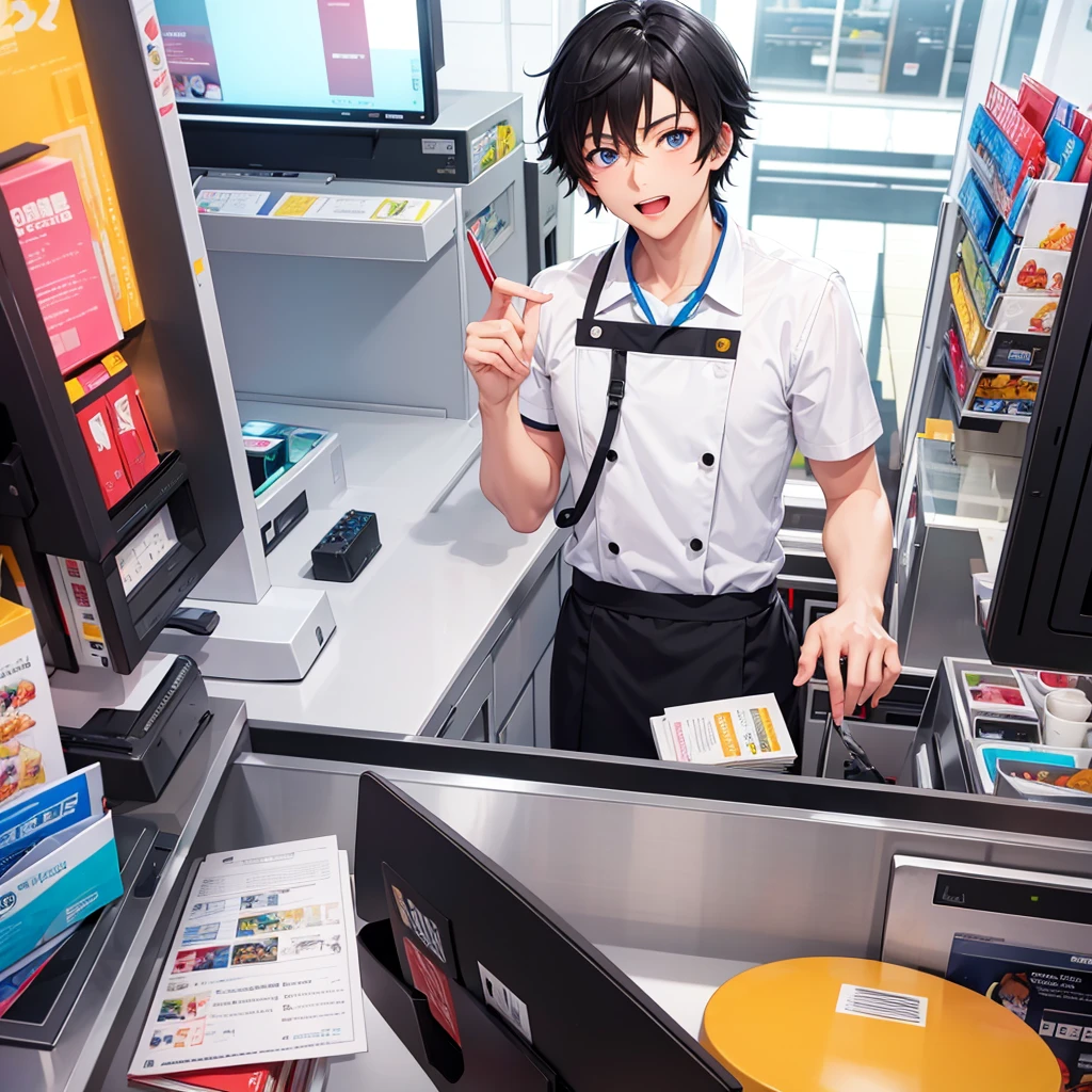 Cashier, anime boy