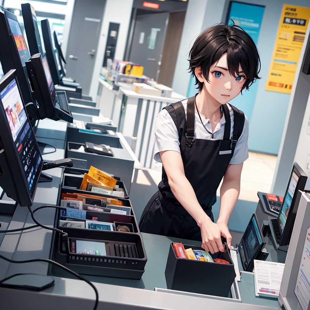 Cashier, anime boy