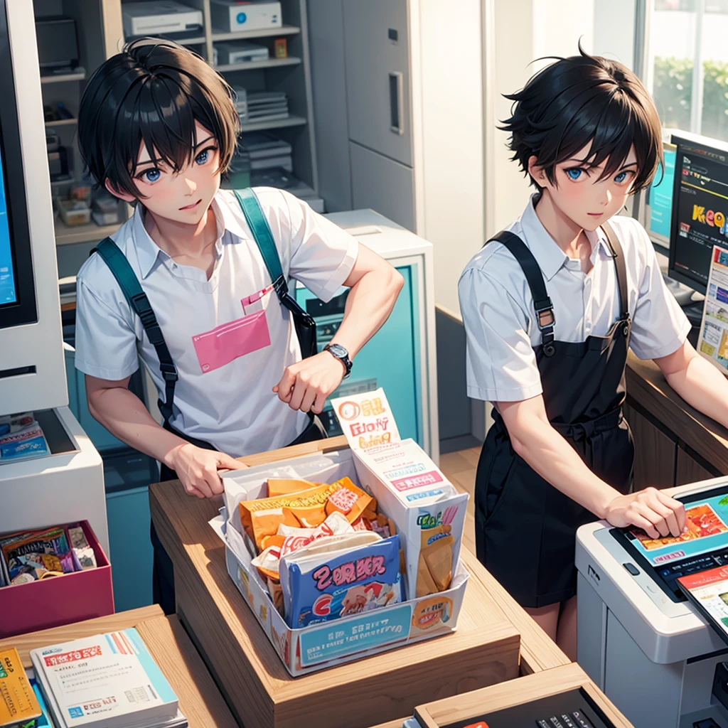 Cashier, anime boy