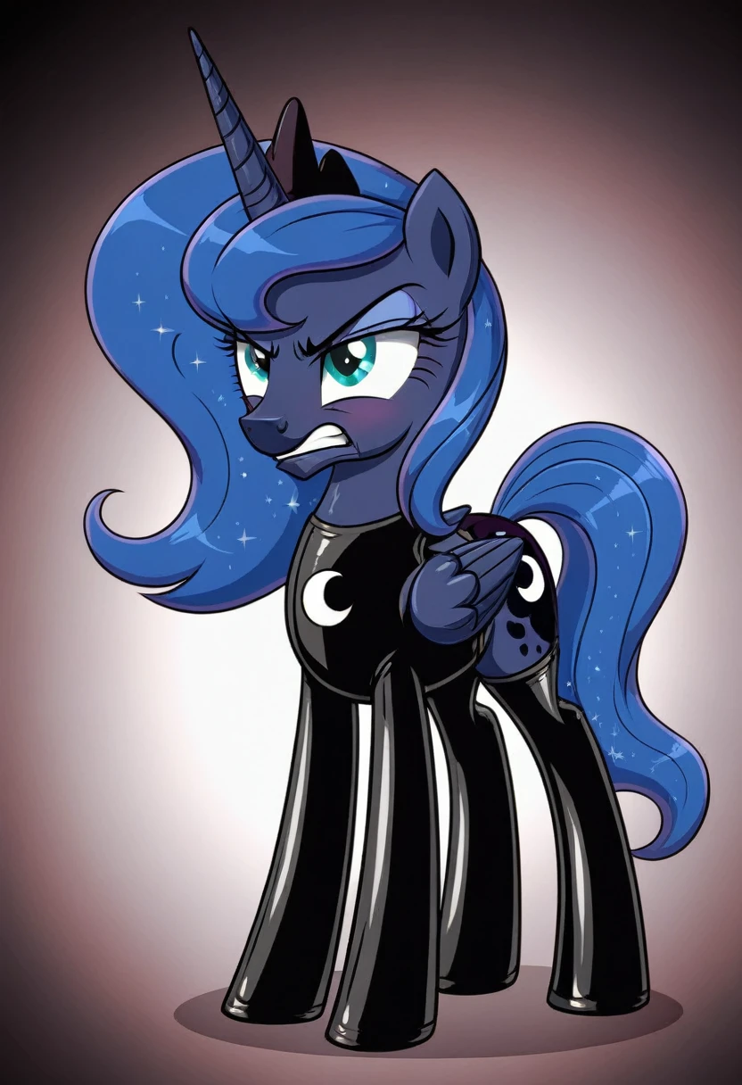 Pony Prince Luna angry Black LaTeX costiumme 