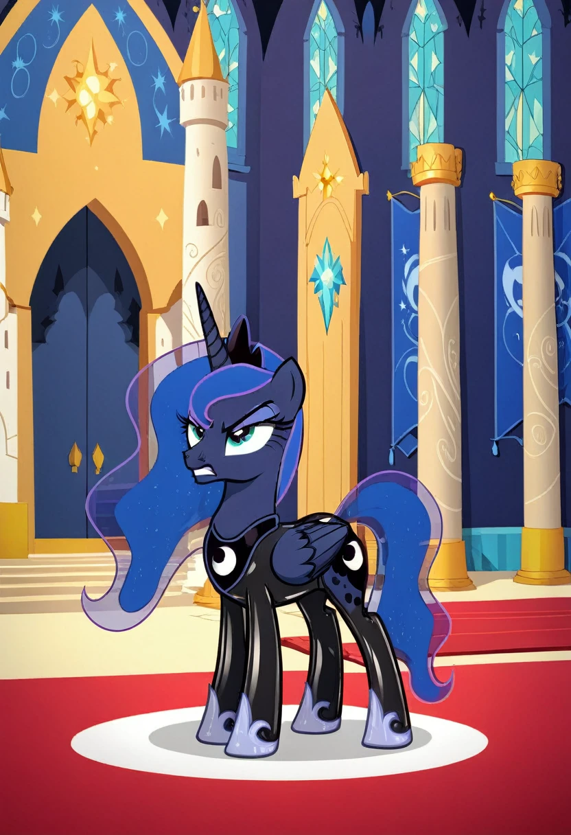Pony Prince Luna angry Black LaTeX costiumme in the castle Black masck on face