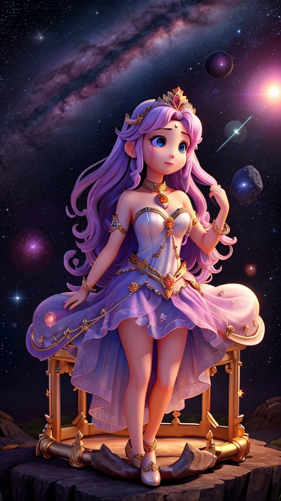 goddess、gorgeous、crown、Alone in space、high resolution、Countless stars and nebulae、Professional Lighting、The universe is shining