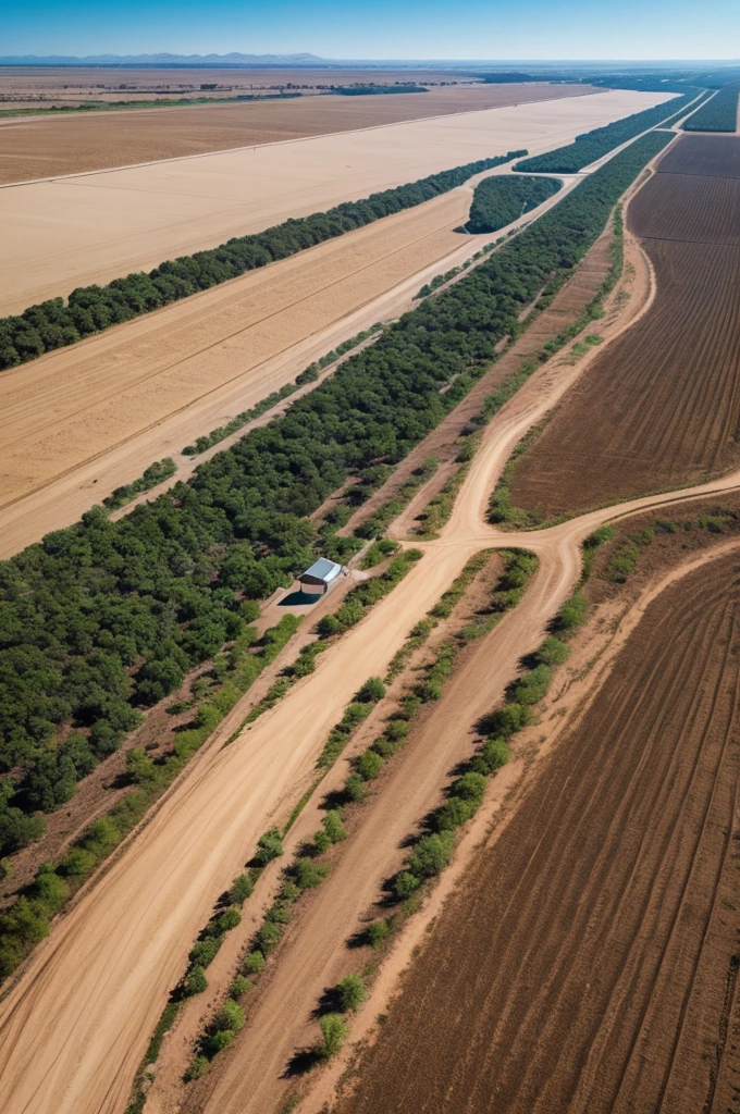 Dirt road seen from above in 2d