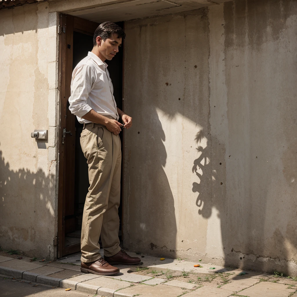 A man urinates
