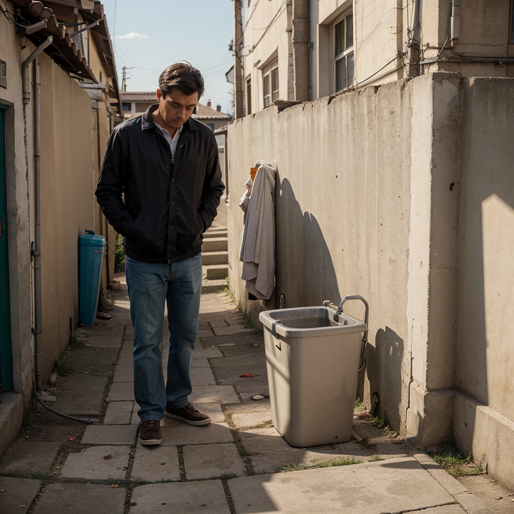 A man urinates 