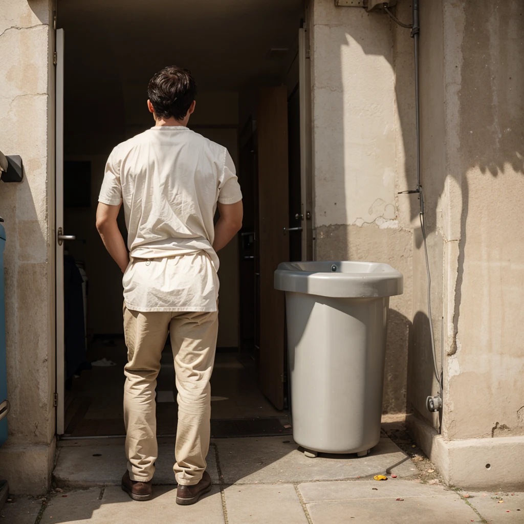 A man urinates