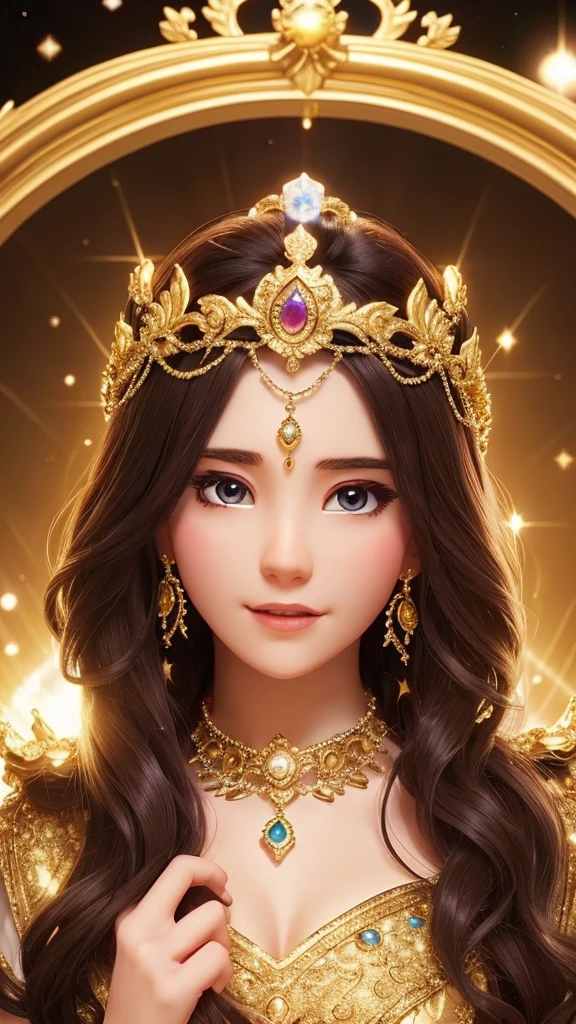 goddess、gorgeous、crown、Alone in space、high resolution、Countless stars and nebulae、Professional Lighting、The universe is shining