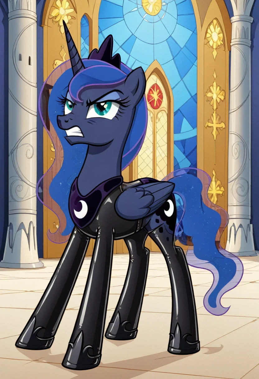 Pony  sad   nightmare moon in   in fishnet tights  b  night club walks on a leash