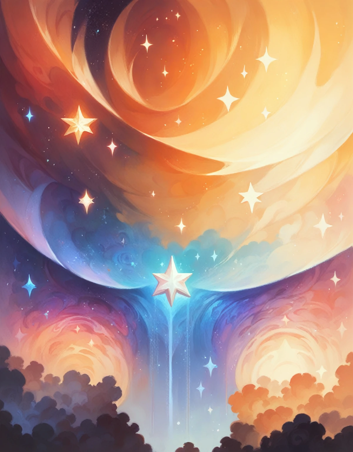 ((best quality)), ((masterpiece)), (detailed), a very colorful galaxy with two planets merging together with bright sparkles and stars