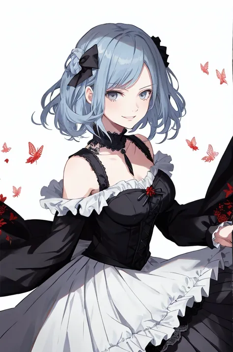 ((best quality)), ((masterpiece)), (detailed), 1girl, character design, female, dynamic poses, long blue hair, grey white eyes, ...