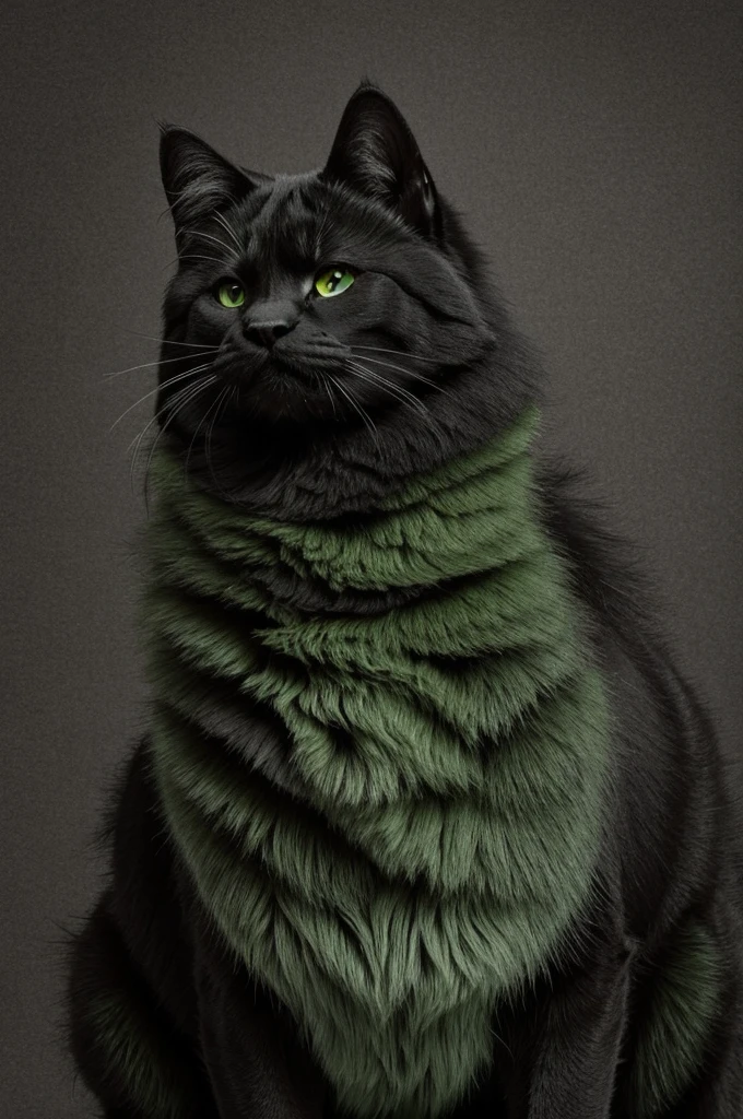 A black and gray and green furro, drawing