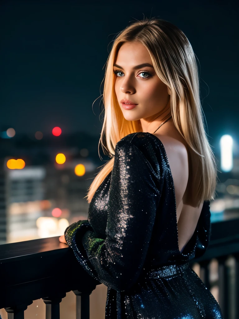 On the rooftop of a building in blade runner movie scene. At night, (rainy night).
BREAK
an ultra hot gorgeous European woman, age 23, green eyes, blonde straight hair, her name is Elena Alfa. She wears (shiny black glitter jumpsuit). She's a vigilante, one knee on the floor, in action pose, leaning forward, looking for crime in the city below.
BREAK
Flying vehicles in the sky
BREAK
dslr, high quality, film grain, Fujifilm XT3,(masterpiece) (best quality) (detailed) (dramatic cinematic lighting) (sharp focus) (intricate) backlight, movie scene.