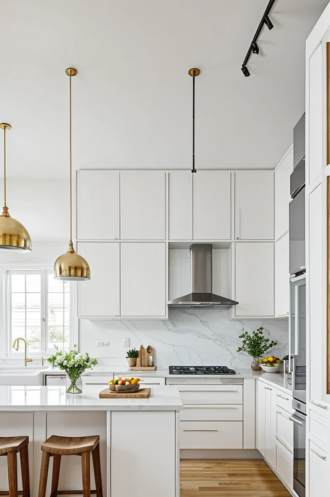 A kitchen decorated in modern white with the rules of feng shui