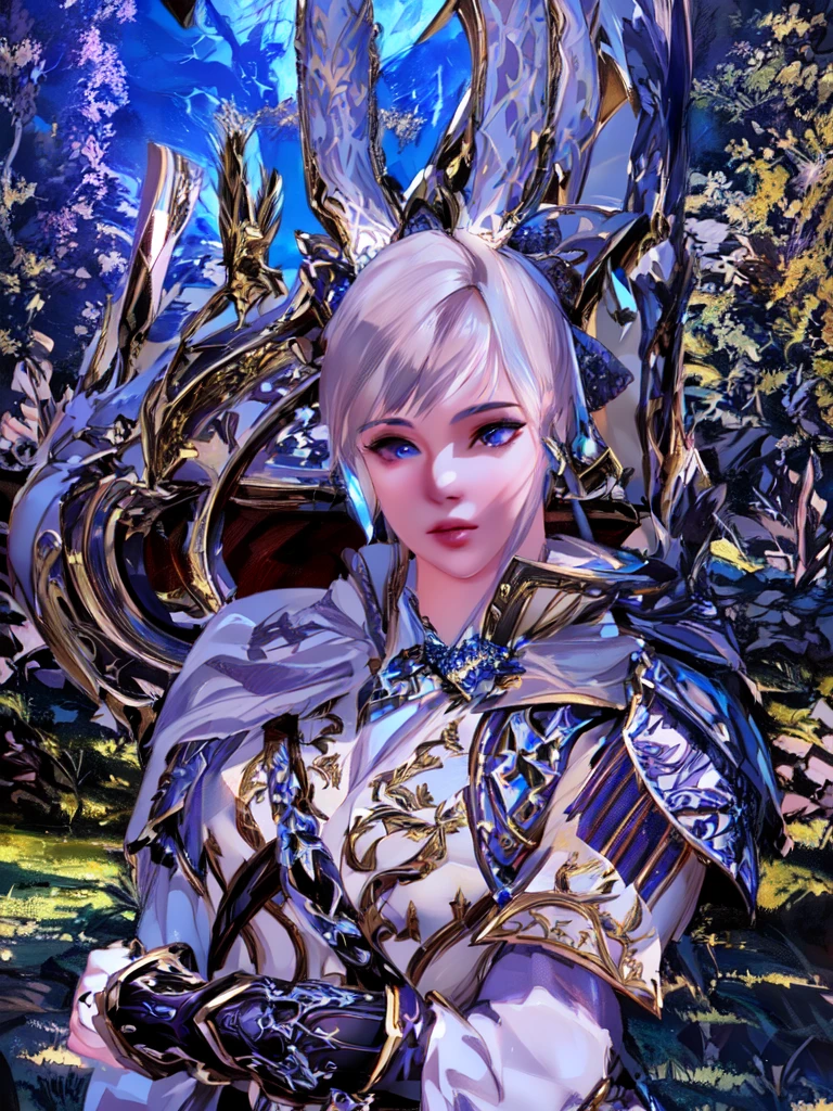 a beautiful girl with an elegant bow and detailed armor, seductive lips, looking very sexy, highly detailed, fantasy, intricate details, photorealistic, 8k, award winning digital art, cinematic lighting, dramatic colors, film grain, octane render, volumetric lighting, god rays, chiaroscuro, oil painting style, impasto, smooth blending, dynamic pose, graceful, powerful, confident, atmospheric, cinematic, dramatic, masterpiece con sus orejas de caneja y que se vea un bosque alrededor suyo bien detallado cuidan muchos los detalles