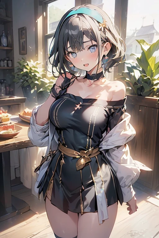 1 girl, best quality, amazing intricate, round eyes, Concocting a potion for extended life, Alchemist with a golden athame, Dame, Short, Slim, Round Face, Dark Skin, Dark Brown Hair, Green Eyes, [[Curved Nose]], Pouty Lips, Sharp Chin, Shoulder-Length Hair, Fine Hair, Blunt Bangs, small breasts, Stud earrings, cream satin lipstick