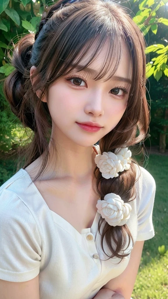 White clothes、hair、Match background