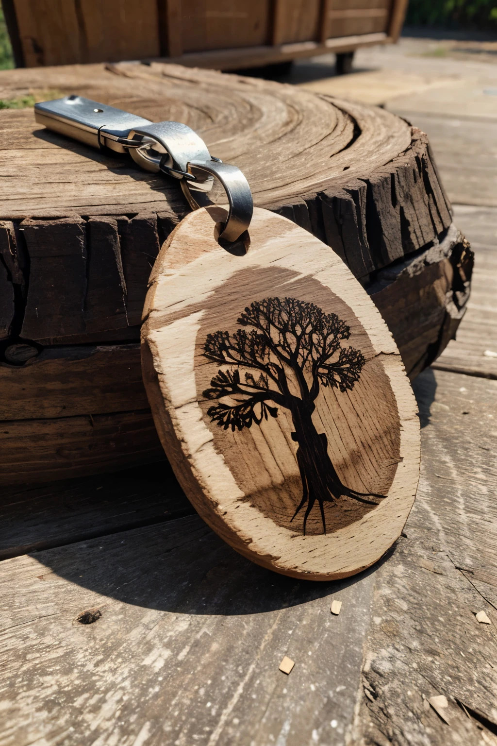 WOODEN KEYCHAIN, CUT FROM A BRANCH YOU LOOK NATURAL WOOD DESIGN