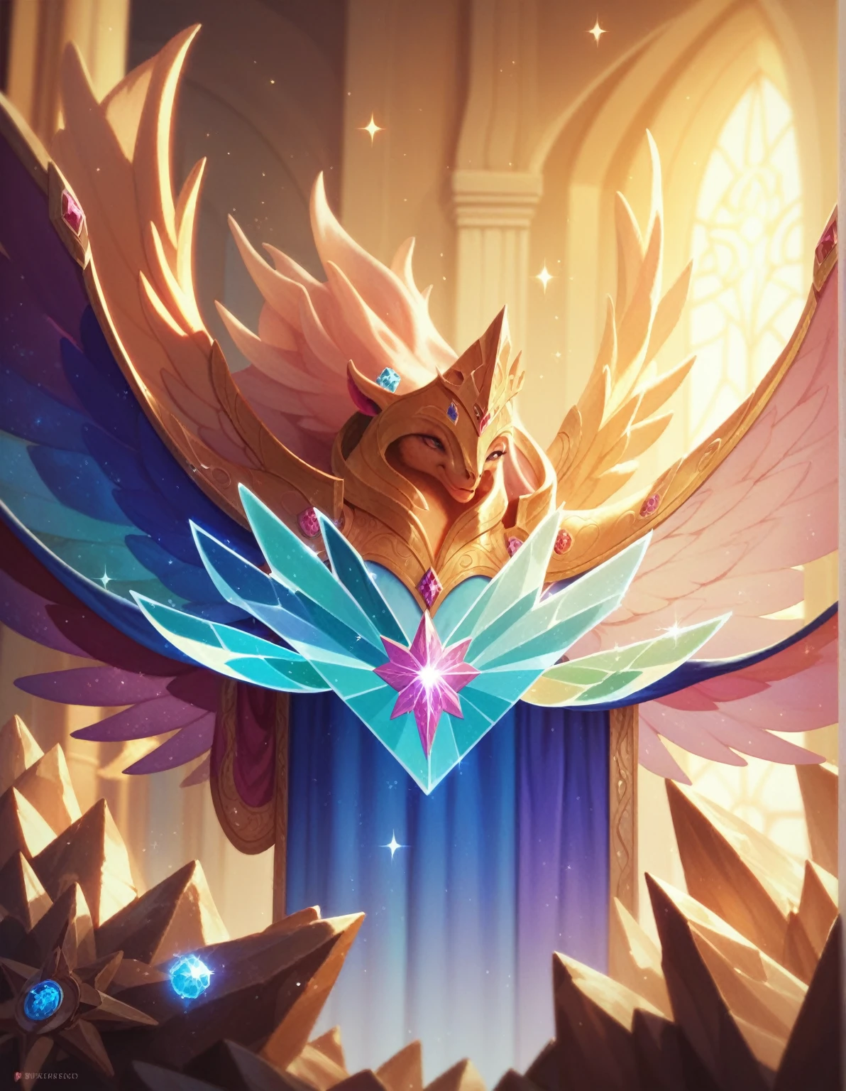 ((best quality)), ((masterpiece)), (detailed), a very colorful galaxy, magic, magic crystals, magical objects, no people, no women, no hands, very detailed and very shiny gemstones
