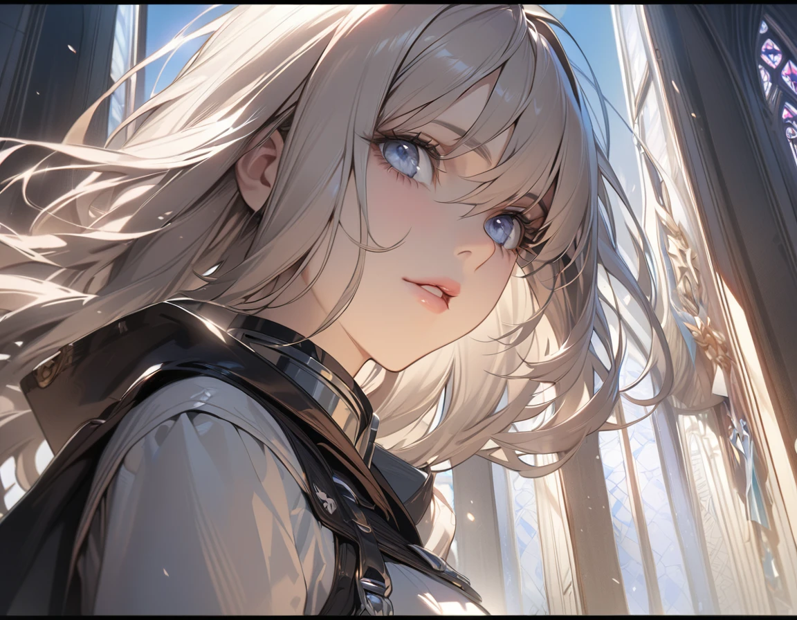 masterpiece肖像, Extreme details, (character focus:1.4), Very detailed, 8K 辛烷, HDR, Super detailed, best quality, best quality, Realistic lighting, Ultra Detailed,(8K, best quality, masterpiece:1.2),\(Eye details\),\(Facial features details\),(\(Clothes details details\)\),(1 girl:1.3),独奏,full body,silicon dioxide,Joan of Arc(/fate grand order/),church