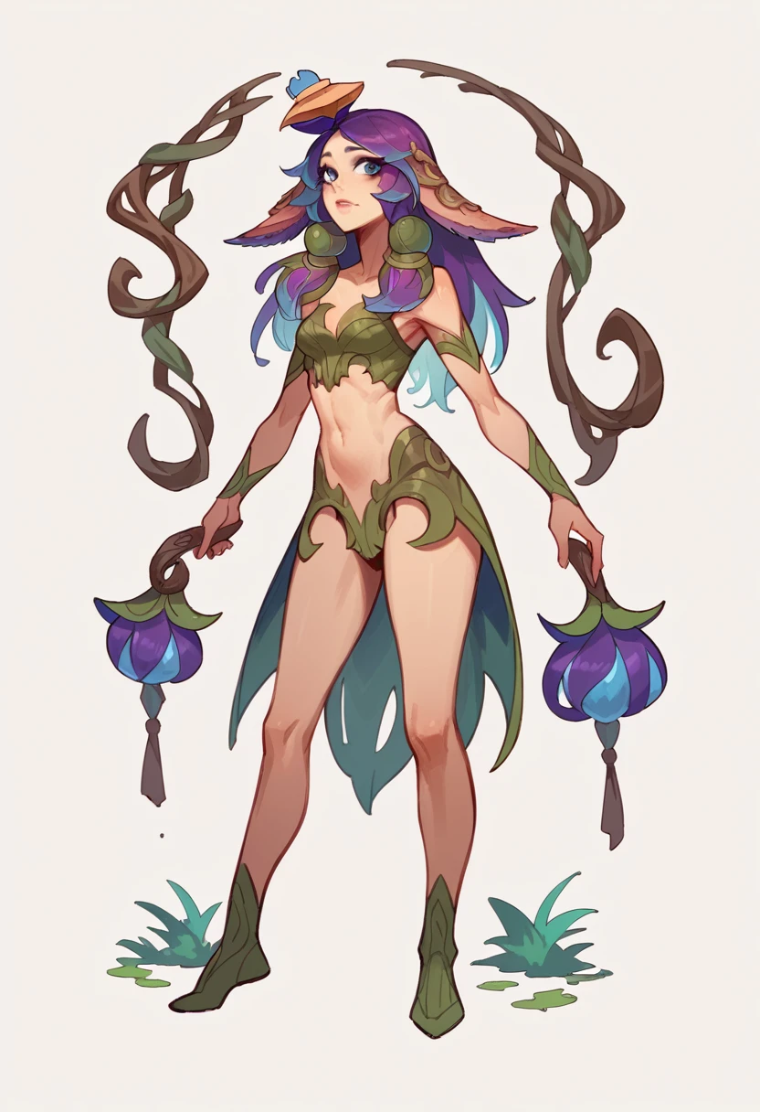Lillia de league of Legends, completely human, anatomically correct body, body, show full body, shows full body