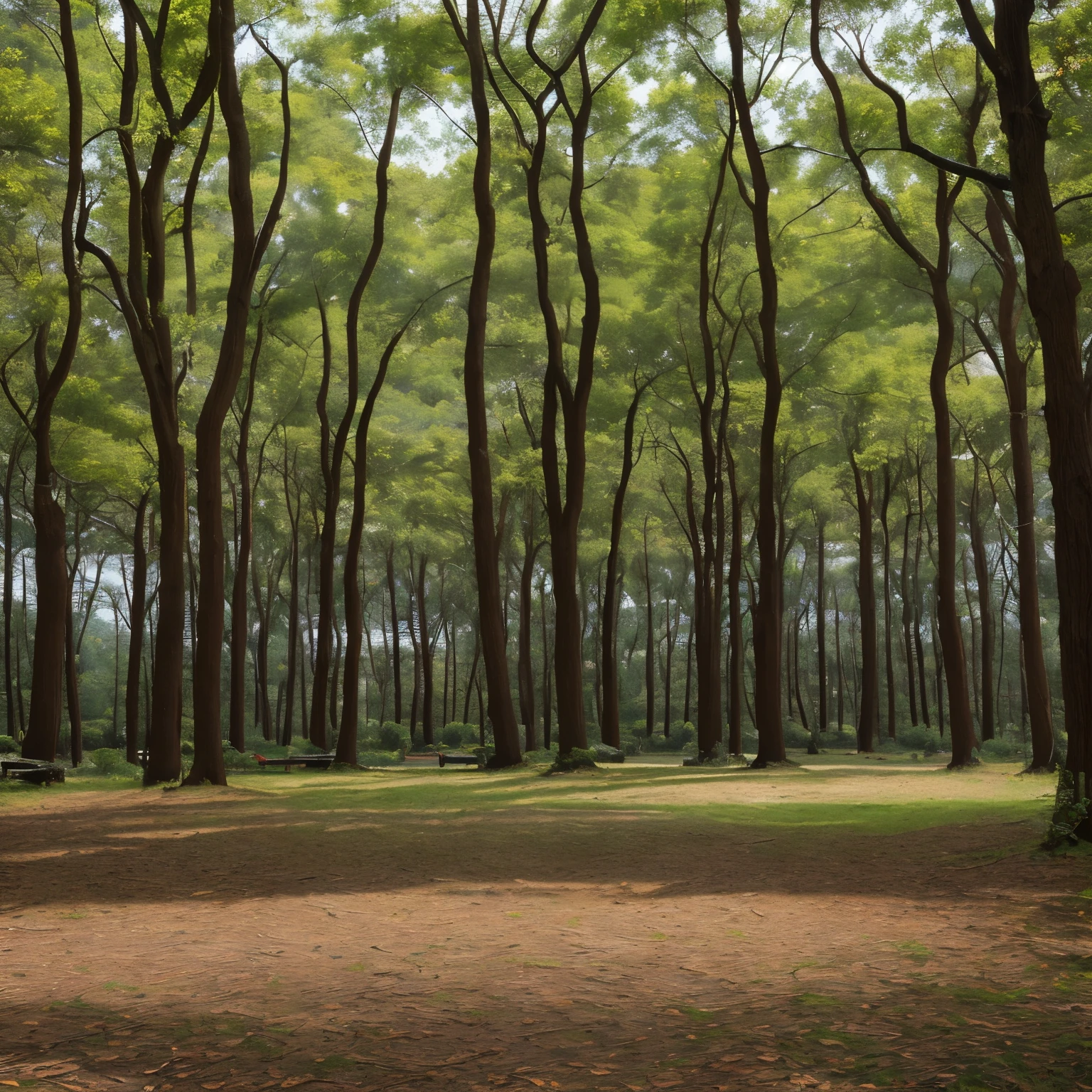 (high quality), ((masterpiece:1.4))、((Realistic photos:1.4))、((Empty park:1.7))、((Wooded parks:1.5))、((Cloudy:1.4))、Daytime、