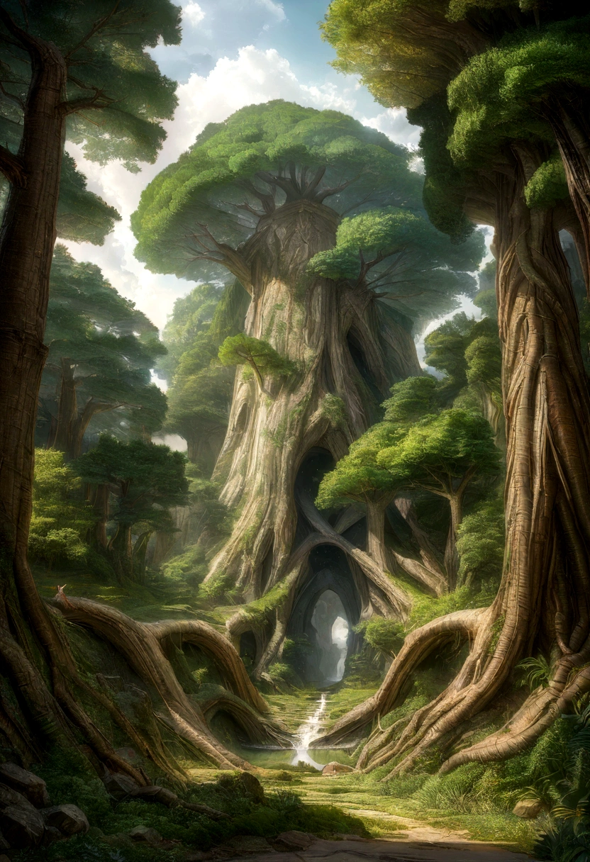 16k, massive details, ((complex details))) immense sky,field of many trees intertwined in the trunks,amazing sky,Level 15,rocky surface, (photorealistic), art (((Claude Lorrain))), J.R. Tolkien Type [sharp focus], (HDR), (8k), (gigapixel), (masterpiece)