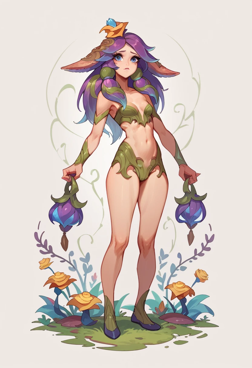 Lillia de league of Legends, completely human, anatomically correct body, body, show full body, shows full body