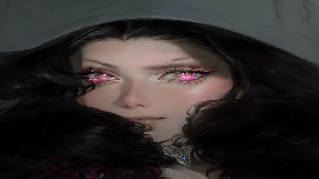 arafed woman with pink and black hair and pink eyeliners, with long hair and piercing eyes, 🤤 girl portrait, black hair and large eyes, very very low quality picture, large eyes and flowing long hair, 19-year-old girl, 1 7 - year - old goth girl, she has a cute face, she is about 1 6 years old
