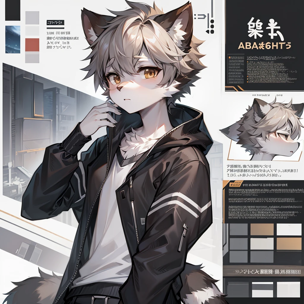Full body female love,teen wolf,number,masterpiece,Grey down jacket,hairy tail,Highest image quality,8k,Full HD backgrounds,cartoon style,charming,Komono、Pantale,stuffed toys,hairy,grey fur,white body,white ears,brown eyes,the only person, raccoon tail, raccoon ears, ((broken into pieces)),soft lines,soft lines of clothing,night,risk love