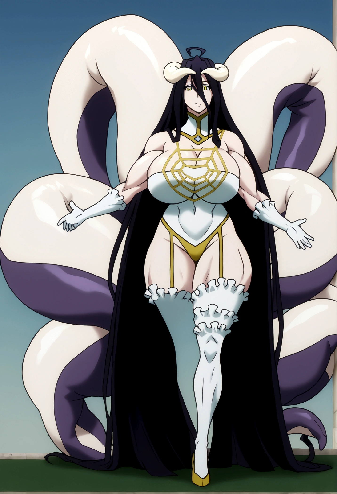 2 dark skinned girls, very detailed purple irises, wearing summoning robes, summoning circles, long hair, curled hair, covered in cum, holding ancient goblet full of cum, smiling, wrapped in tentacles, tentacles ripping off robes
