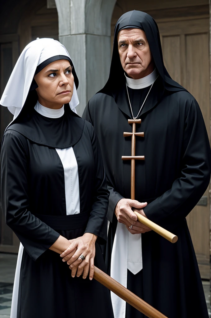 Evil nun and rod trying to kill a guy