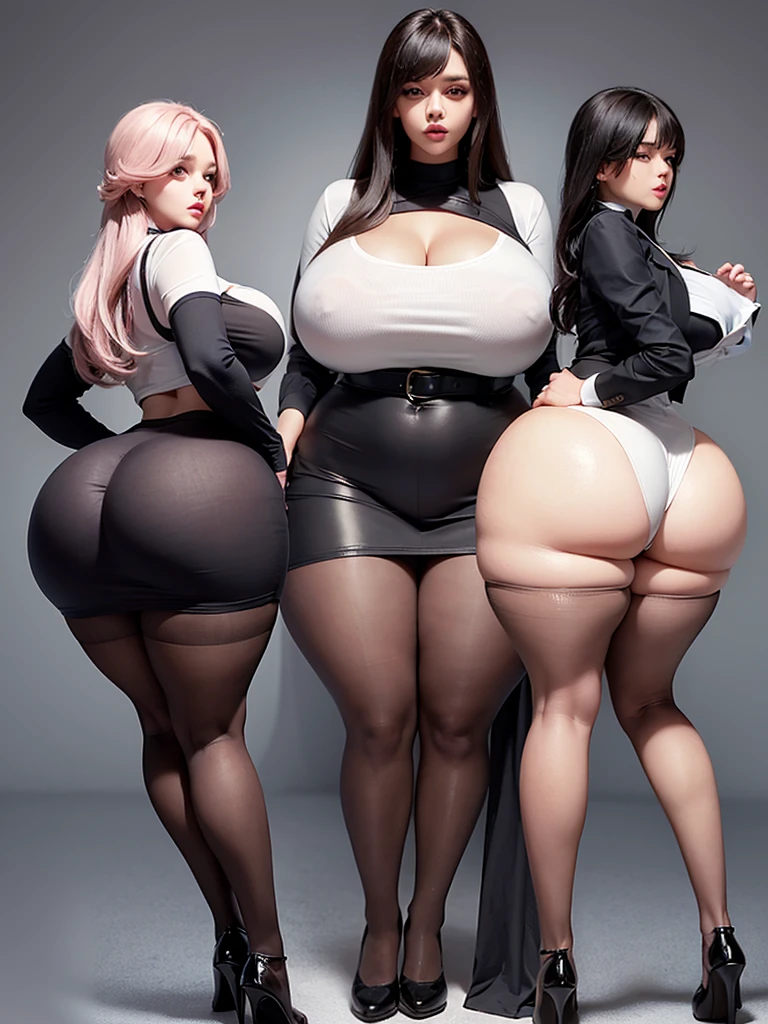 A curvaceous, cute and skinny super large biggest thick  realist secretary , dressed in a tight-fitting skirt that hugs her voluptuous large and thick hips and round huge thick asshind. perky breasth are just barely contained within the constraints of her buttoned-up ae. pantyhose, big anck and ass, large and wide th hips
