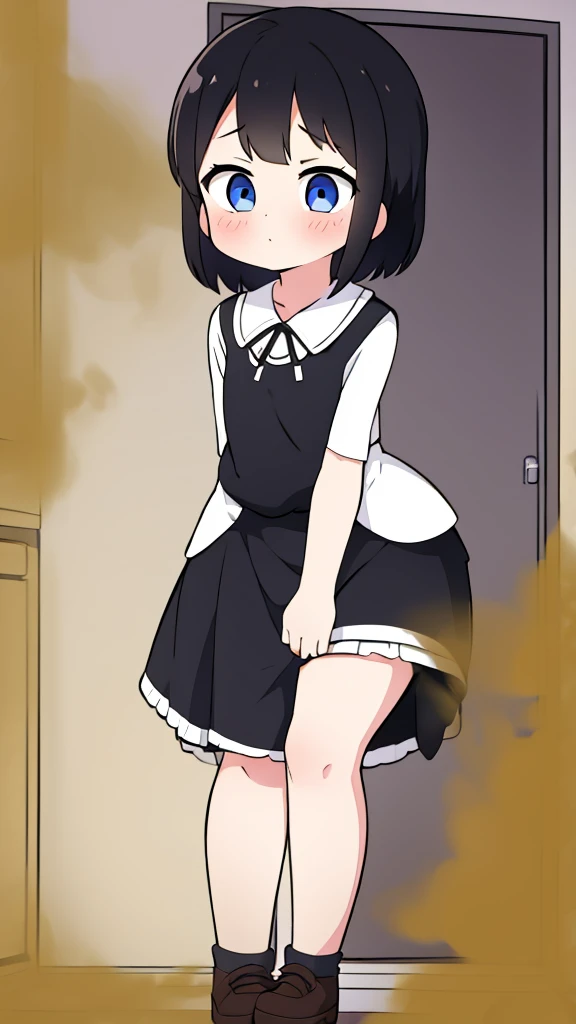 cute girl, farting, black and white, leaning forward, standing, leaning towards camera, front view, 1 girl in focus