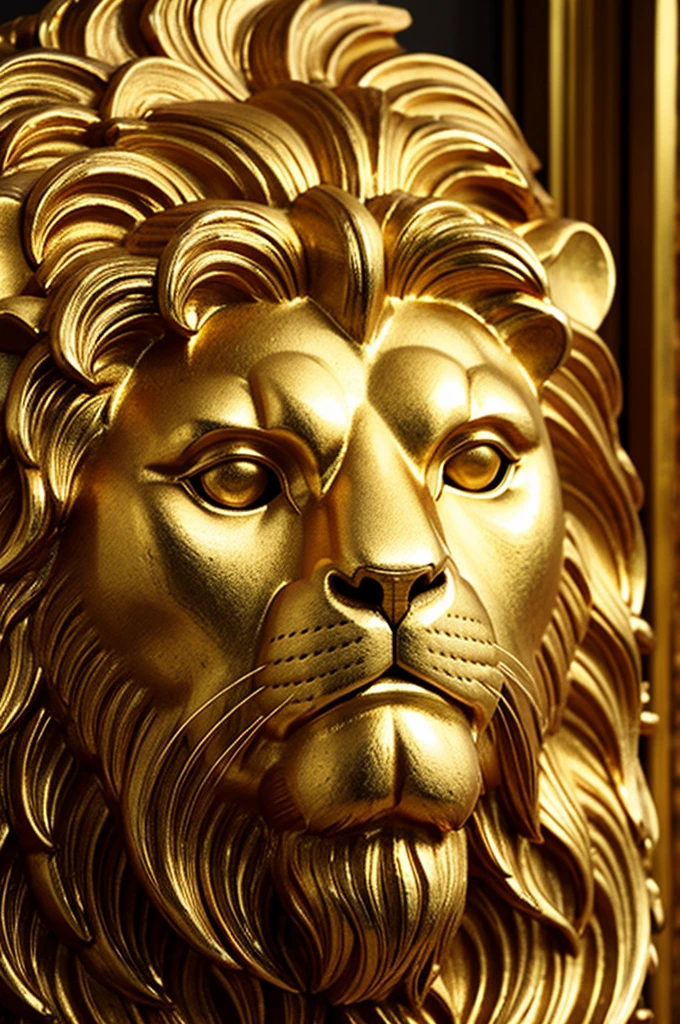 Luxurious golden lion head