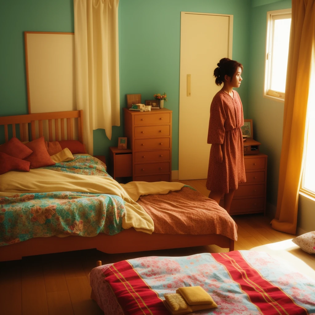 Bedroom, Woman looking differently