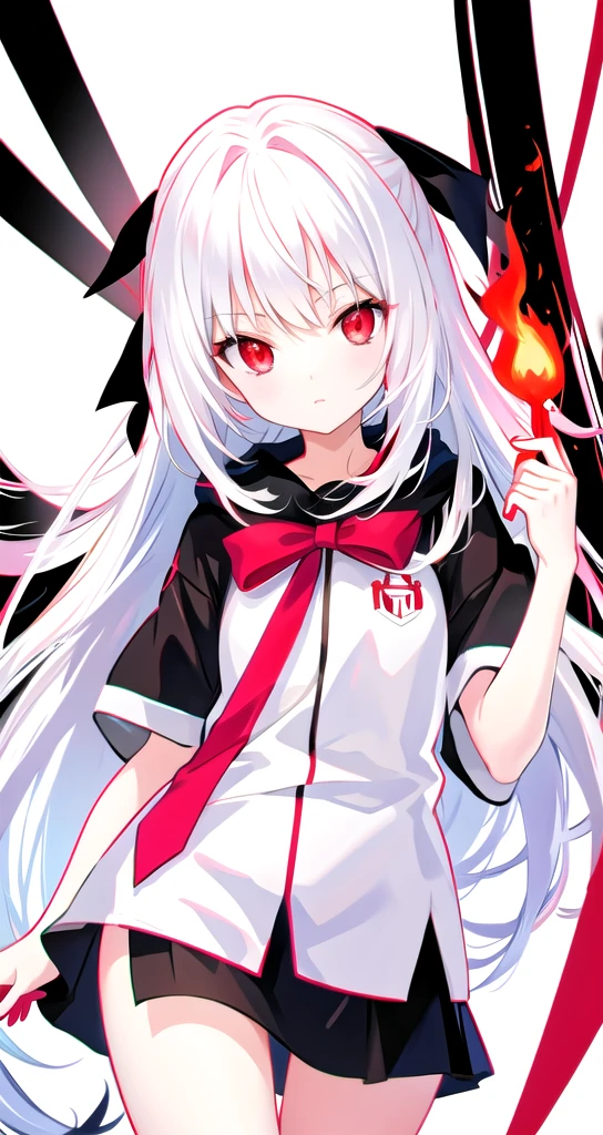 White color hair Red eyes cute