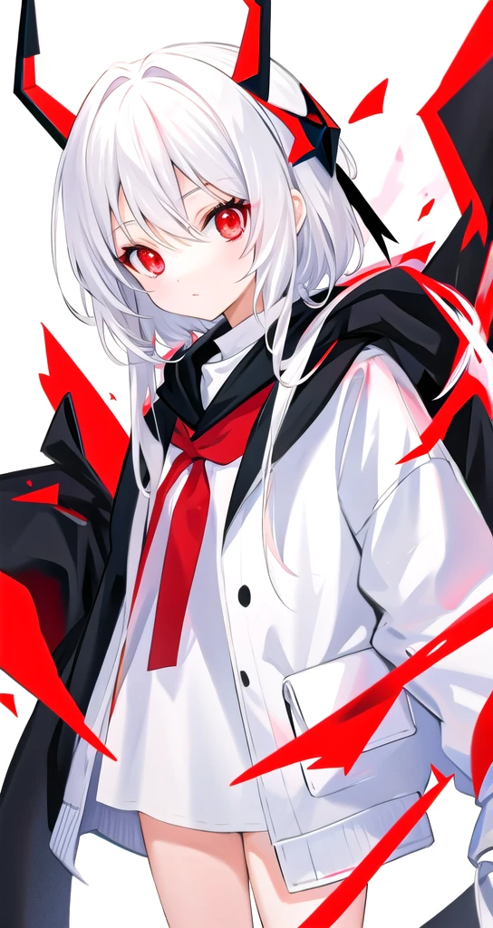 White color hair Red eyes cute cool
