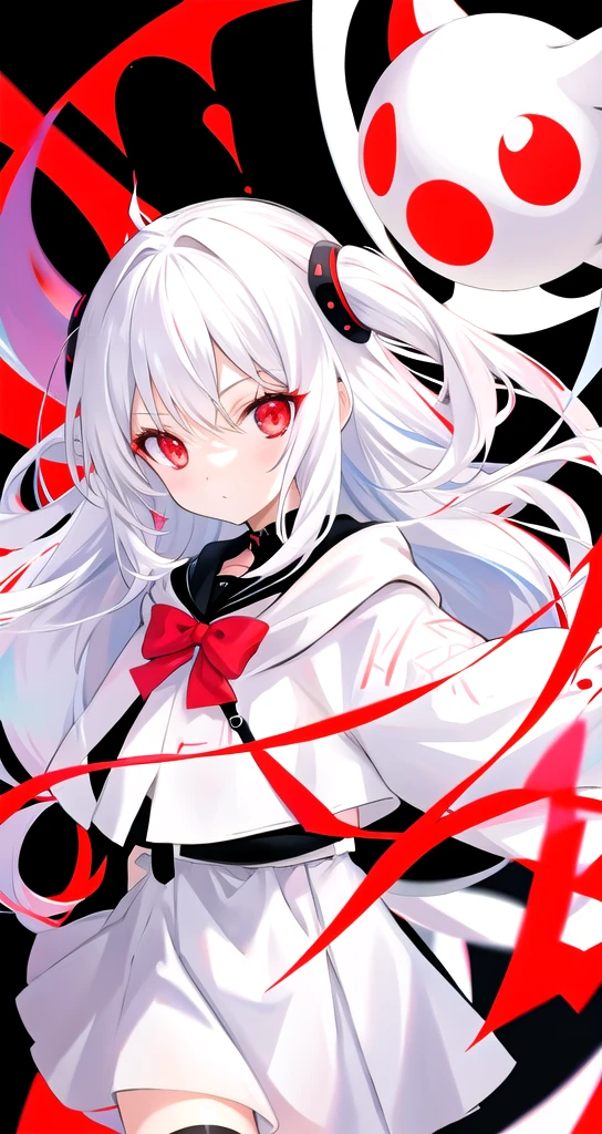 White color hair Red eyes cute cool