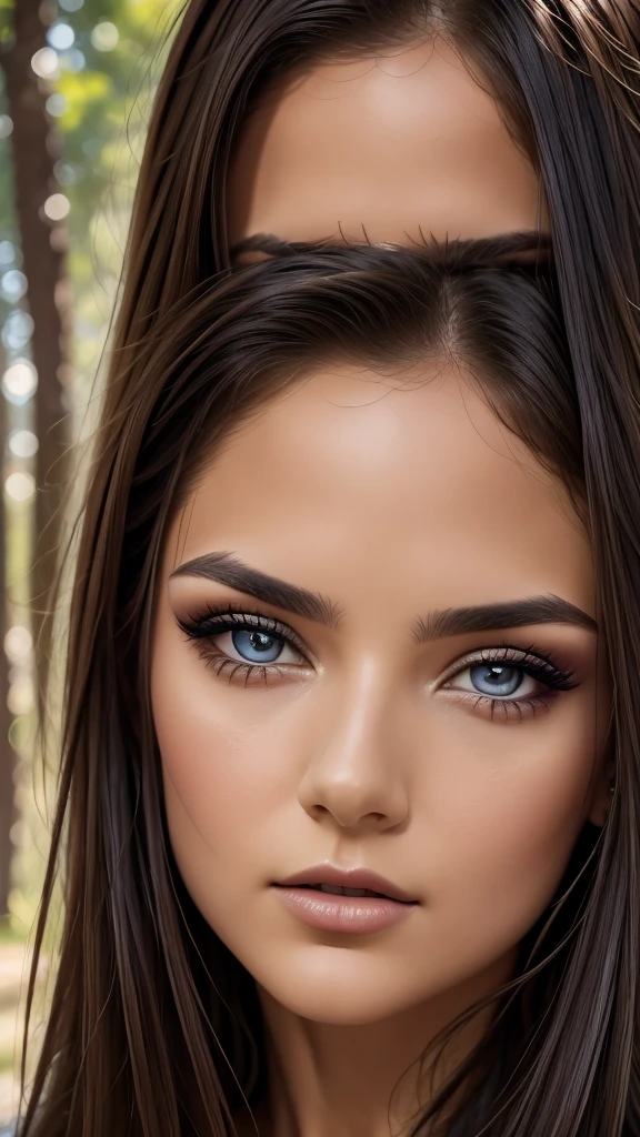 RAW photo, photography, photorealistic, 8k vibrant photograph of woman in nature, ultra detail, finely detailed, dramatic light, finely detailed beautiful eyes, detailed skin, depth of field, grey eyes