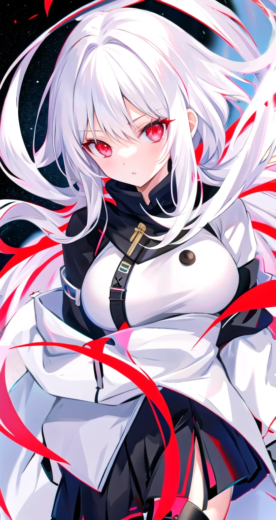 White Hair Red eyes cute cool woman