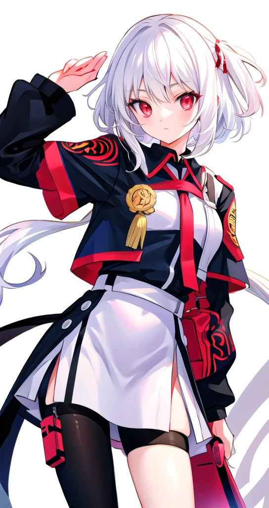 White Hair Red eyes cute cool woman uniform