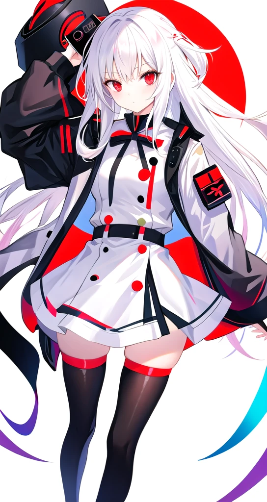 White Hair　Red eyes　cute　cool　woman　uniform