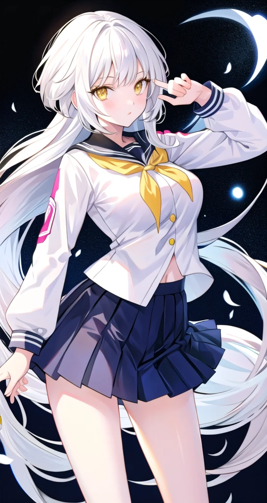 White Hair Yellow Eyes cute cool woman uniform student