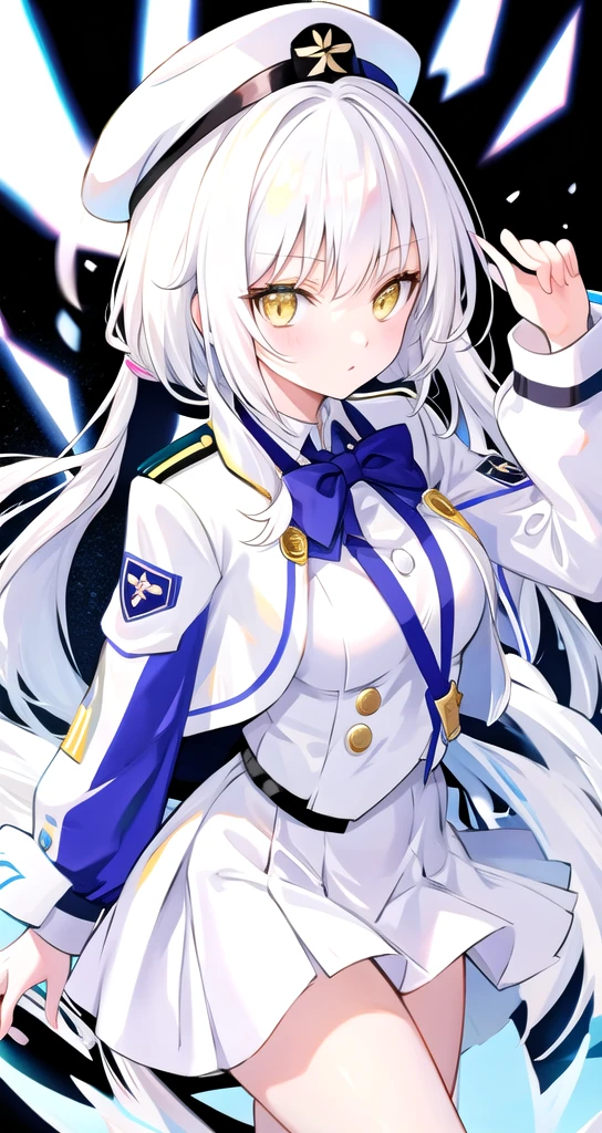 White Hair Yellow Eyes cute cool woman uniform student