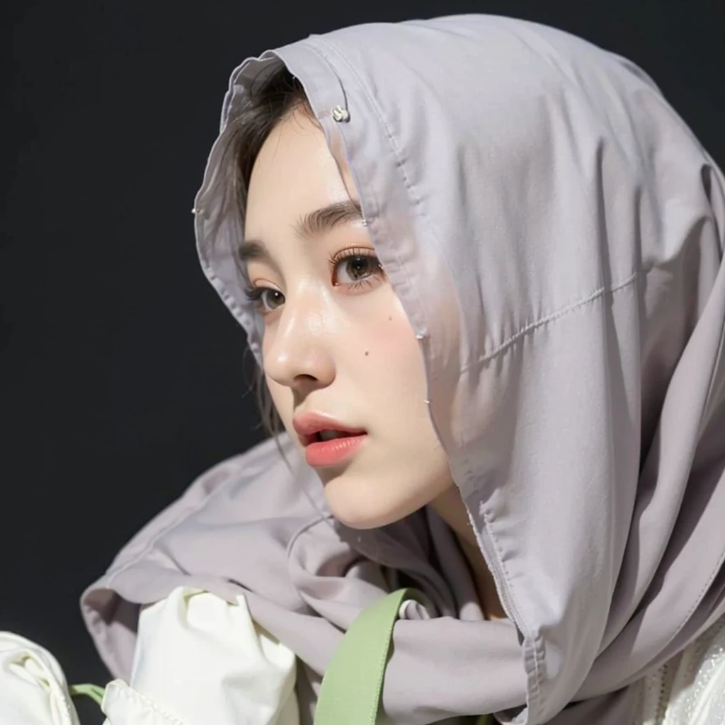 (Best quality, 8k, 32k, Masterpiece, UHD:1.2),Photo of Pretty Japanese hijab woman, large breasts, tight shirt, clean background, photo studios, fetish hijab, woman hijab sitting in a chair, digital art, gucci style, gucci clothes, album, official artwork, streetwear graphic design ,photo in studio, clean background, The Queen.