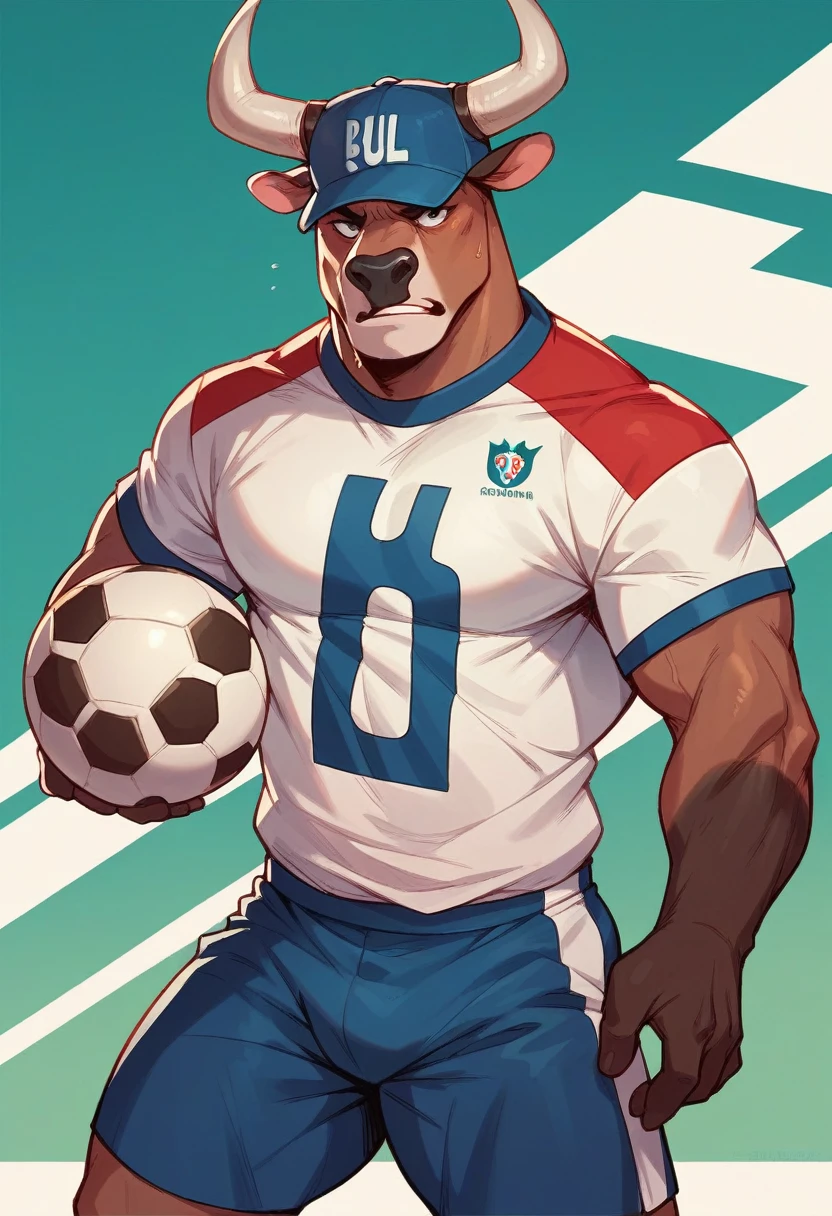 Football uniform with bull logo