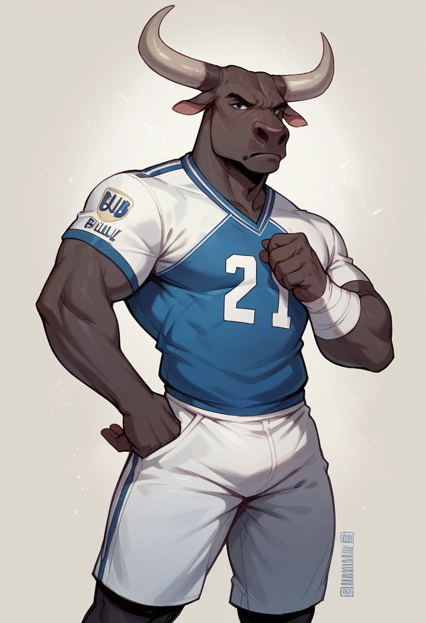 Football uniform with bull logo