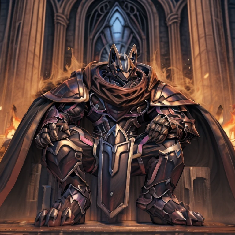 (masterpiece, best quality, detailed:1.2) (Pokémon) shiny_mega_lucario, detailed full body, a knight's mechanical armor, glowing wide and heavy armor, wears full body armor. massive muscles, huge pecs, chiseled abs, huge pectorals, exaggeratedly huge muscles. wearing a cloak. unusually developed muscular body big muscle, pecs, triceps, traps, waist narrow, unusually developed muscular body, Dark knight,
BlackKnight_fe, The claws are sharp,
Sharp teeth, sitting on the throne, With a sword in one hand